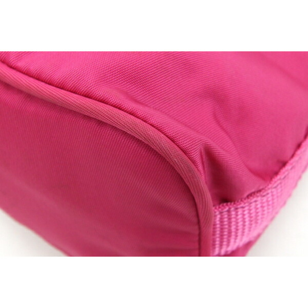 Prada Drawstring Triangle Leather Handbag Pink Po… - image 4